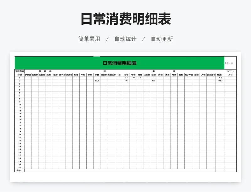 日常消费明细表