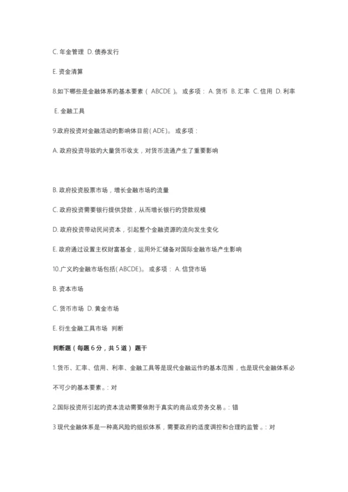 2023年电大国开大学习网金融学自测题库113章.docx