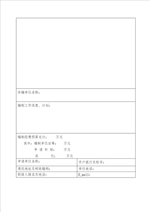 四川省工程建设地方标准制定修订项目申请表