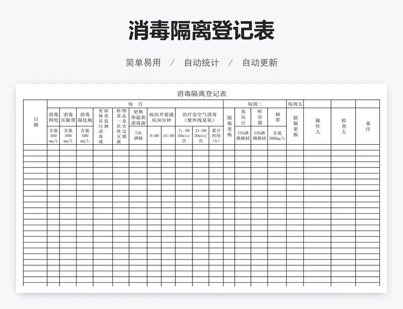 消毒隔离登记表