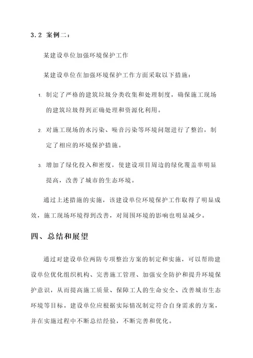 建设单位两防专项整治方案