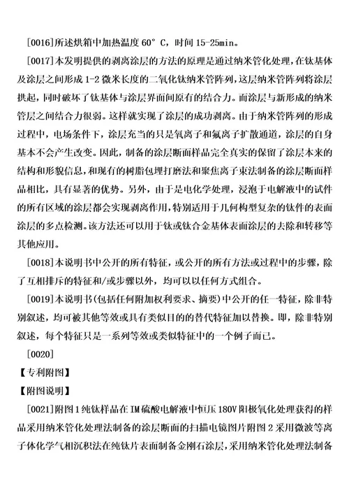 一种采用纳米管化处理法剥离钛表面涂层的方法及应用的制作方法