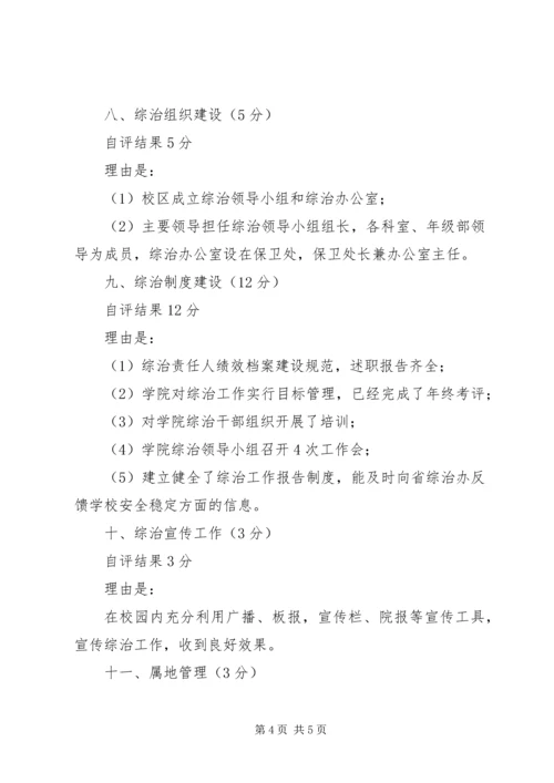 学校综治工作目标管理自评报告 (4).docx