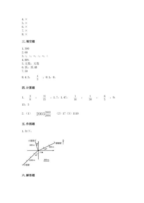 六年级上册数学期末测试卷附完整答案（考点梳理）.docx