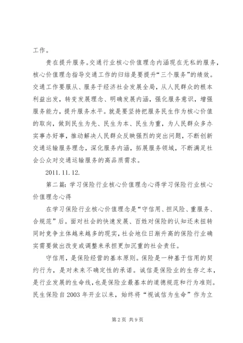 交通行业核心价值理念和交通精神大讨论活动学习心得体会.docx