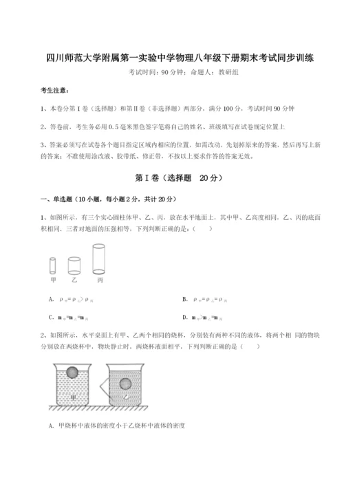 滚动提升练习四川师范大学附属第一实验中学物理八年级下册期末考试同步训练试卷（详解版）.docx