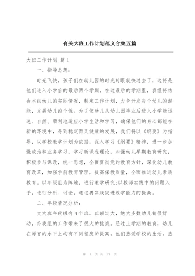 有关大班工作计划范文合集五篇.docx