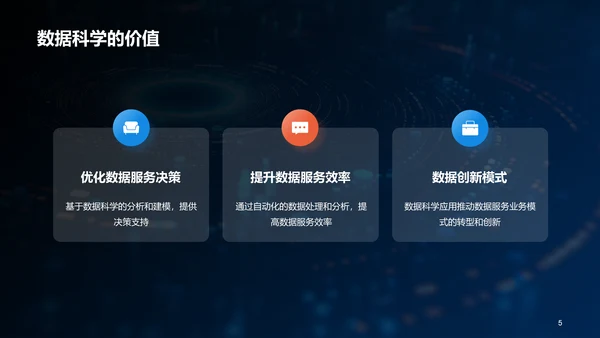 蓝色创意酷炫数据科学再数据服务中的应用PPT模板