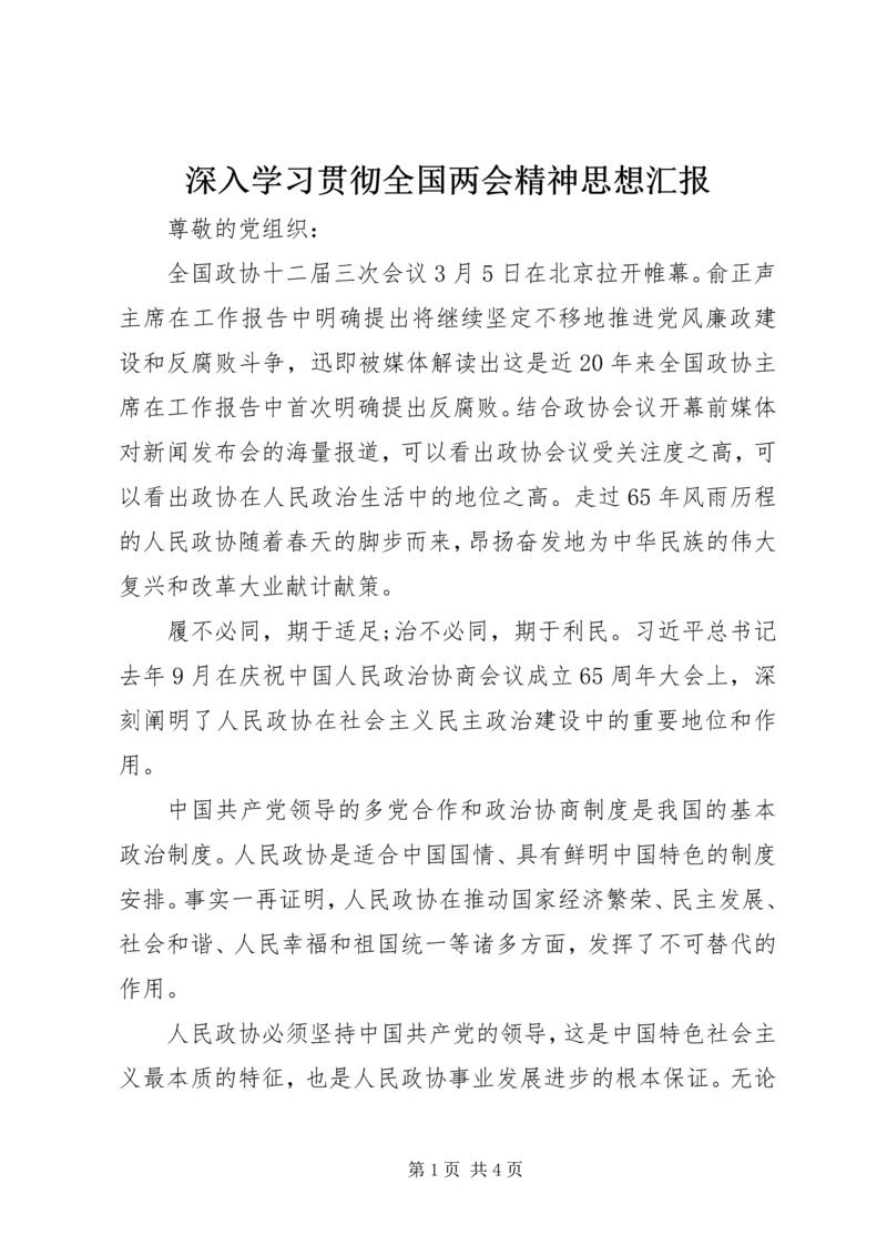 深入学习贯彻全国两会精神思想汇报.docx