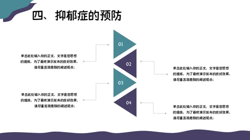 关注抑郁症健康知识普及焦虑症通用PPT模板