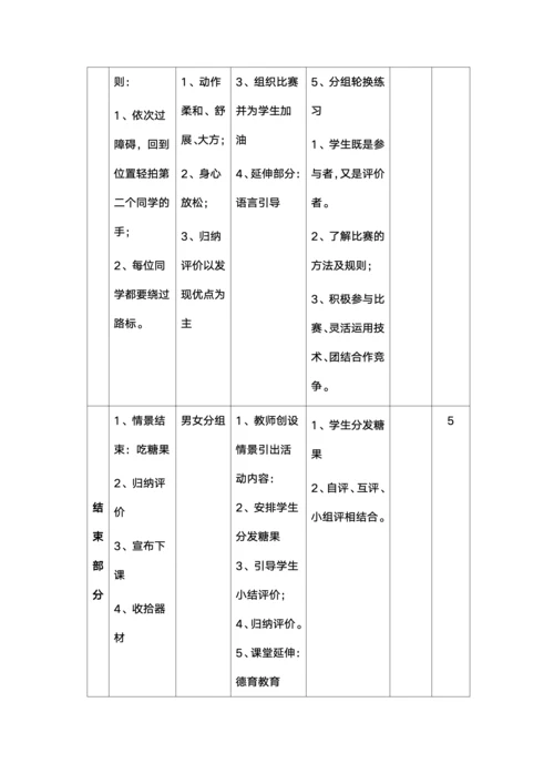 小学体育教案模板表格