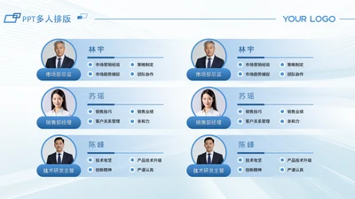 蓝色系渐变风公司团队介绍多人介绍页