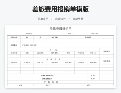 差旅费用报销单模版