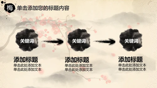视频开头中国风水墨梅花动态PPT模板