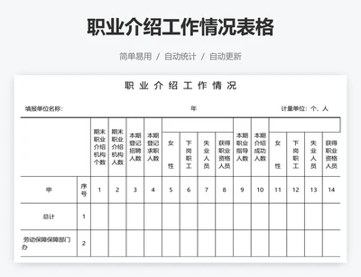 职业介绍工作情况表格