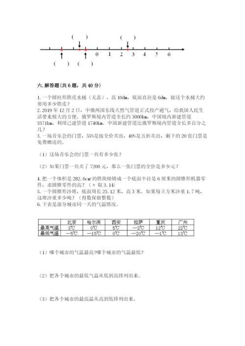 万宁市六年级下册数学期末测试卷a4版.docx