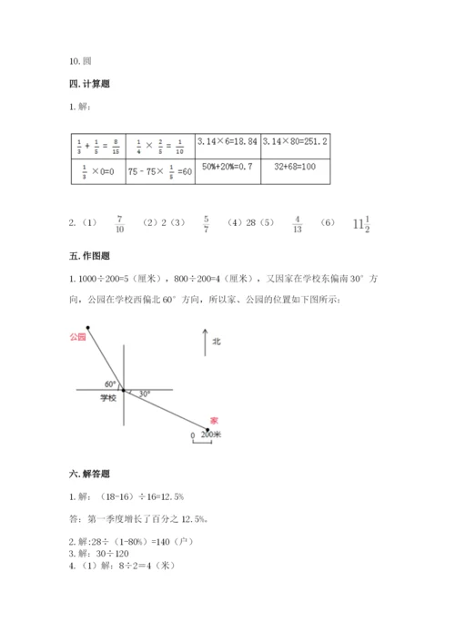 2022六年级上册数学期末测试卷及完整答案（网校专用）.docx