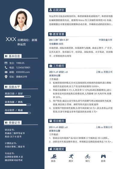 新媒体运营求职简历