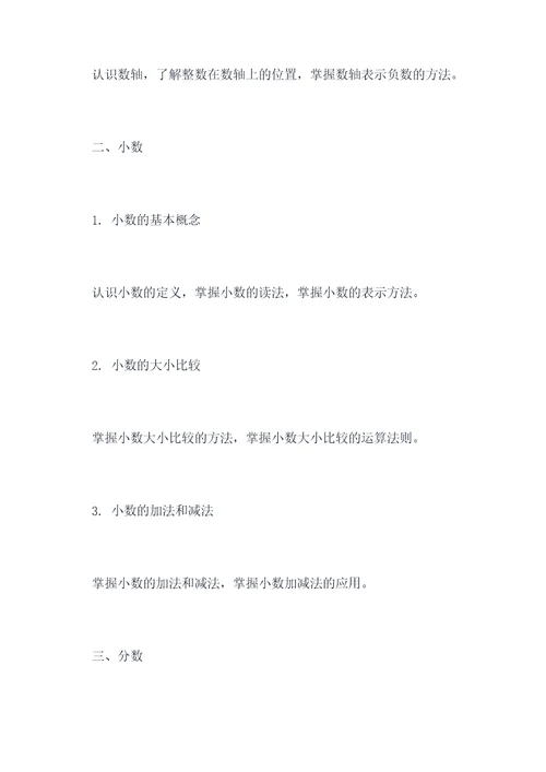 数学小学所有知识点