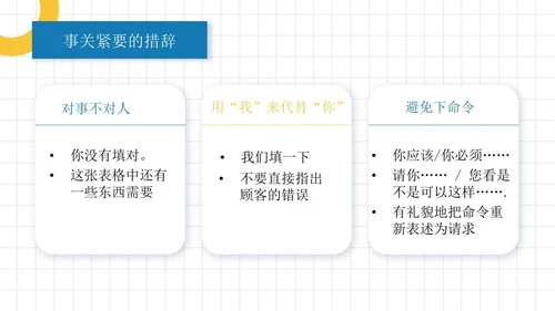 蓝黄色简约员工培训投诉处理培训PPT模板