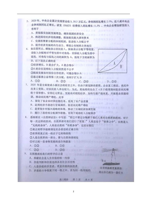 2021江苏省如皋市高三上学期期末考试政治试题 扫描版