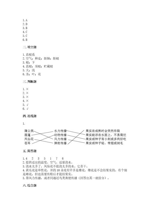 科学四年级下册第一单元植物的生长变化测试卷精品黄金题型