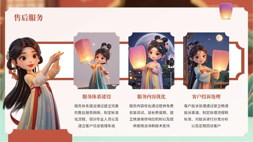 橙红色中国风中秋节古灯营销方案PPT