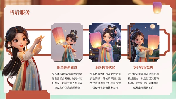 橙红色中国风中秋节古灯营销方案PPT