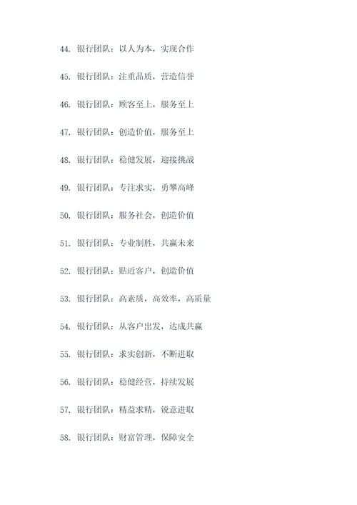 关于银行团队名称和口号