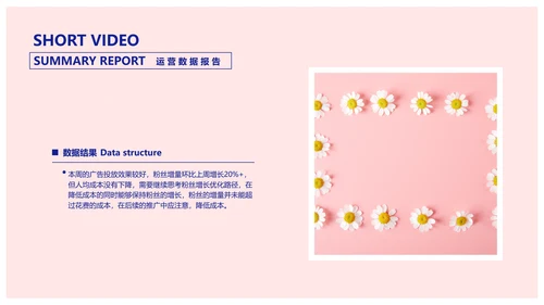 简约风粉色短视频运营数据报告PPT