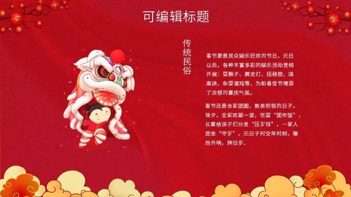 除夕之夜中国传统文化通用PPT模板