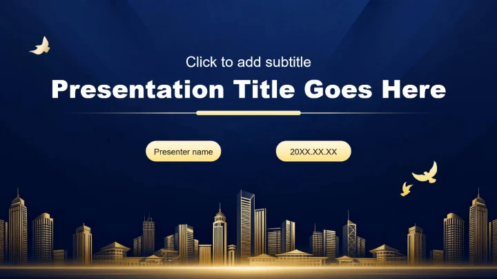 蓝色烫金商务风市场调研报告PPT主题模板