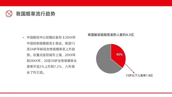 红色水彩简约商务控烟企业培训PPT课件禁烟