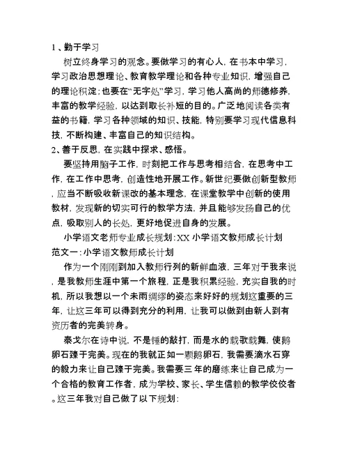 小学语文老师专业成长规划