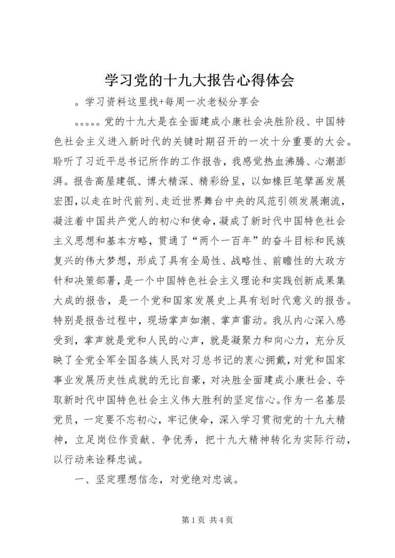 学习党的十九大报告心得体会 (2).docx