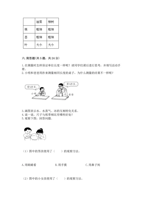 教科版一年级上册科学期末测试卷各版本.docx