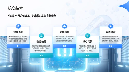 蓝色渐变风医疗保健产品介绍PPT模板