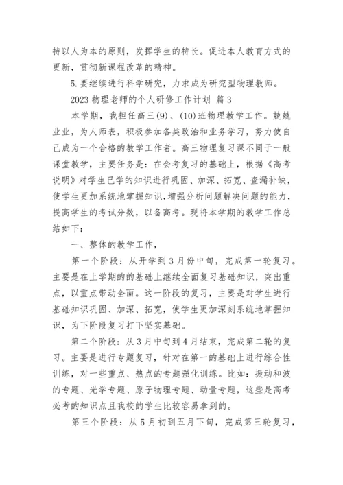 2023物理老师的个人研修工作计划.docx