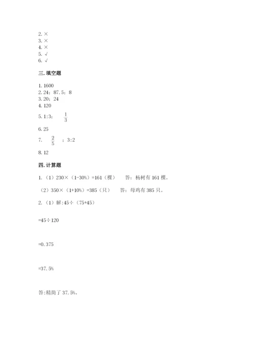 临沂市莒南县六年级下册数学期末测试卷汇编.docx