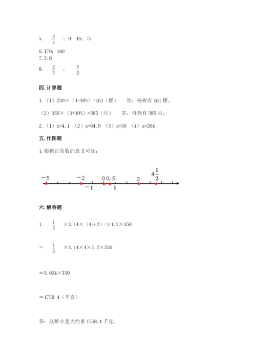 赣州市宁都县六年级下册数学期末测试卷及参考答案一套.docx