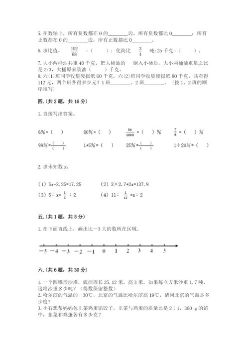 人教版六年级数学小升初试卷及答案（典优）.docx