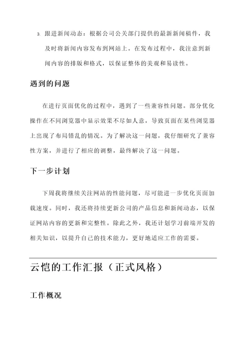 云恺的工作汇报