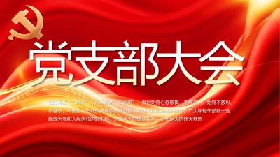 红色大气党支部党员大会工作总结PPT
