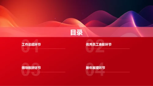 红色渐变企业年终总结表彰大会PPT模板