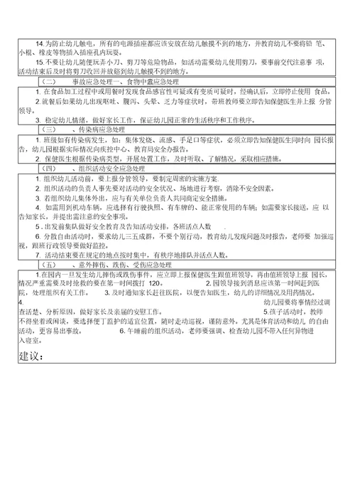 幼儿园防意外伤害安全工作会议记录表