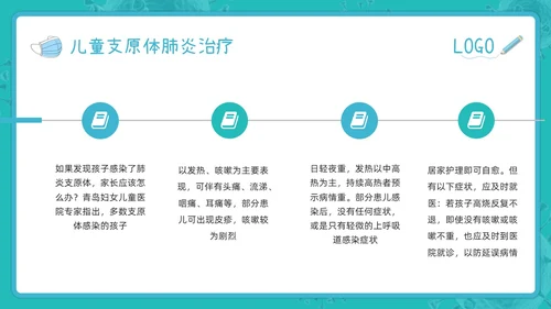 蓝色插画为健康护航预防支原体肺炎PPT模板宣传PPT动态PPT