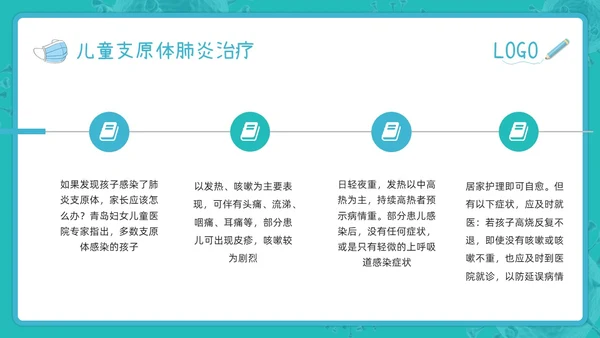 蓝色插画为健康护航预防支原体肺炎PPT模板宣传PPT动态PPT