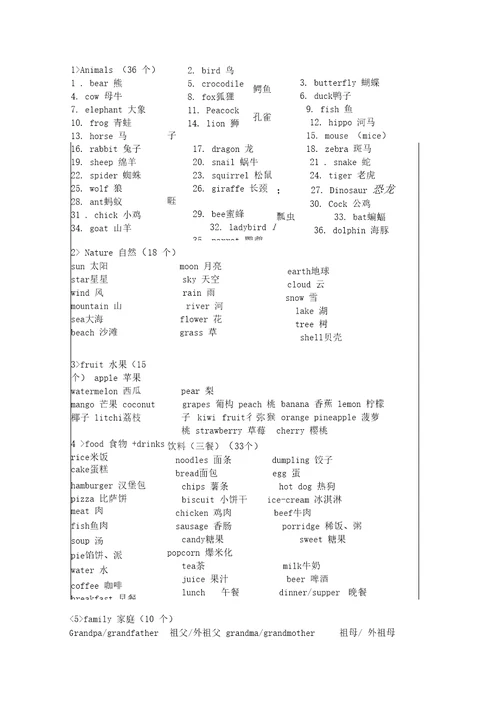 小学英语拓展单词