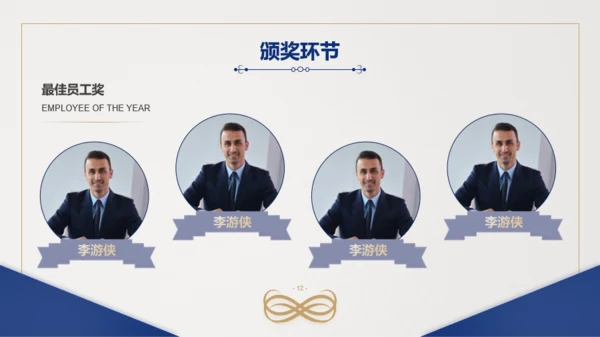 蓝金简约质感通用企业年会PPT模板