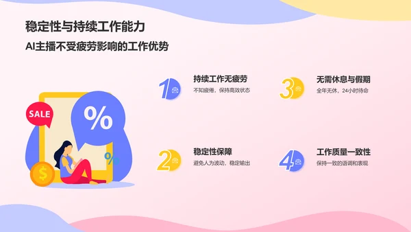 蓝色插画风电商带货主播优势分析PPT模板